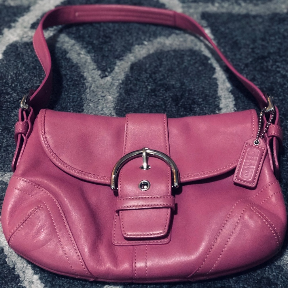 SOLD. Pink Leather Coach Clutch/ mini handbag